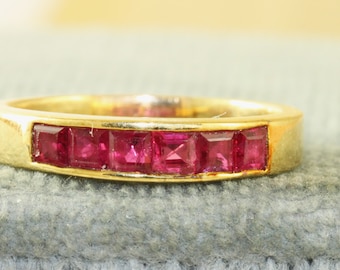 Estate 14K Ruby Half Eternity Band