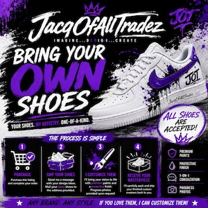 Bring Your Own Shoes – Custom Hand-Painted and DTF designed Sneakers | Personalized Shoe Design Service | Customer Provides Shoes