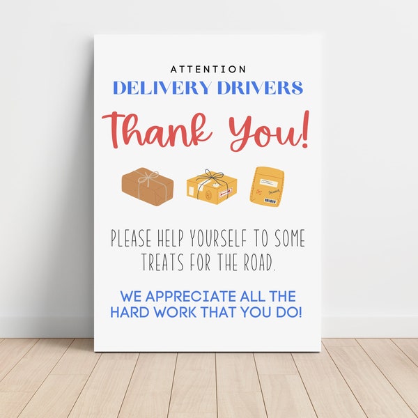 Delivery Driver Thank You Printable, Instant Download, 8x10 Thank You Sign, Snack and Drink, Postal Thank You, Delivery Driver Snack Sign