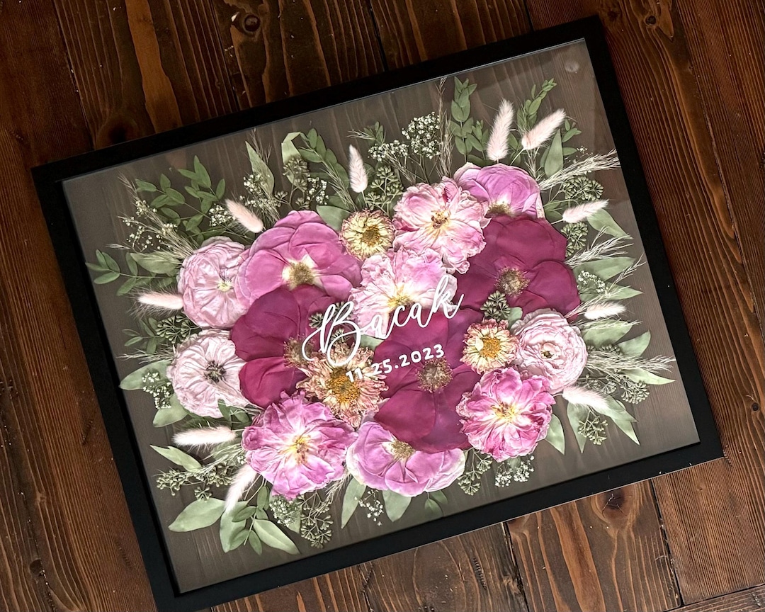 Personalized Flower Preservation | Handcrafted Pressed Florals Frame | Bridal Bouquet Keepsake | Memorial & Wedding Floral Art | Anniversary