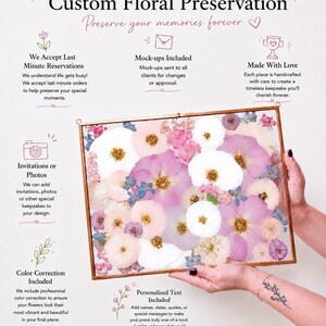 Personalized Wedding Ornament | Pressed Flower Frame | Wedding Bouquet Preservation | Custom Weddin Keepsake afbeelding 4