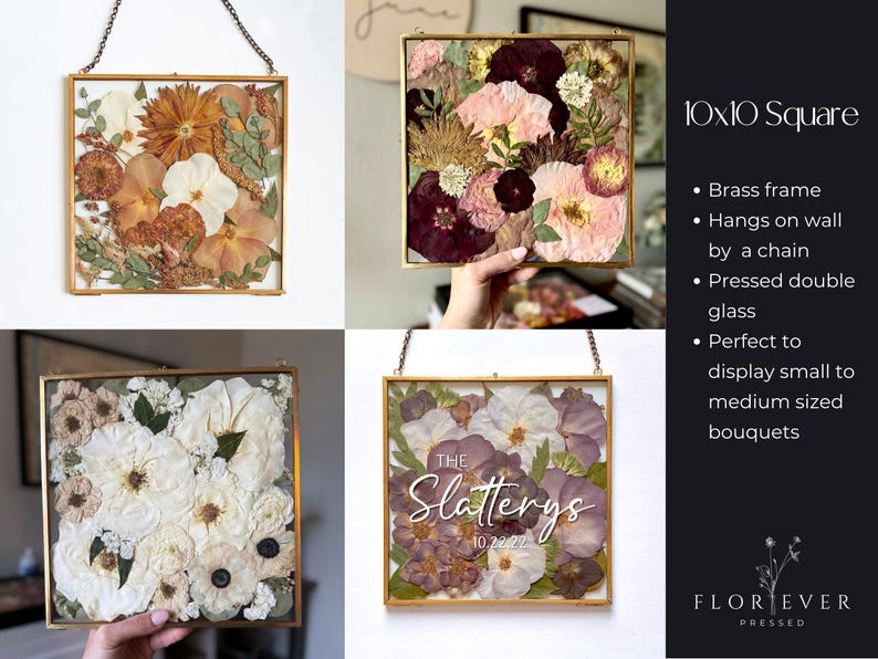 Personalized Flower Preservation | Handcrafted Pressed Florals Frame | Bridal Bouquet Keepsake | Memorial & Wedding Floral Art | Anniversary