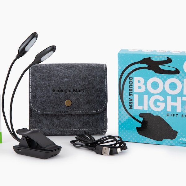 Book Light Gift Set | Double Arm | Eco-Friendly booklight with replaceable battery