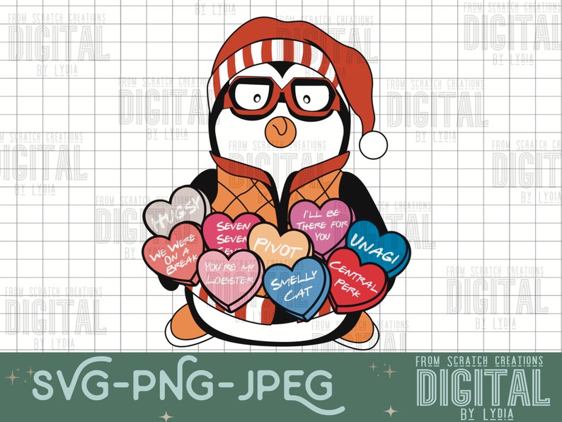 Friends-Hugsy- Candy Hearts- PNG File-SVG File- SUBLIMATION File- Valentine's Day image 1