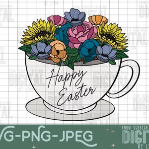 Floral Easter Mug- Flower Files-Easter files-Printable- Easter- PNG File-SVG File- SUBLIMATION File