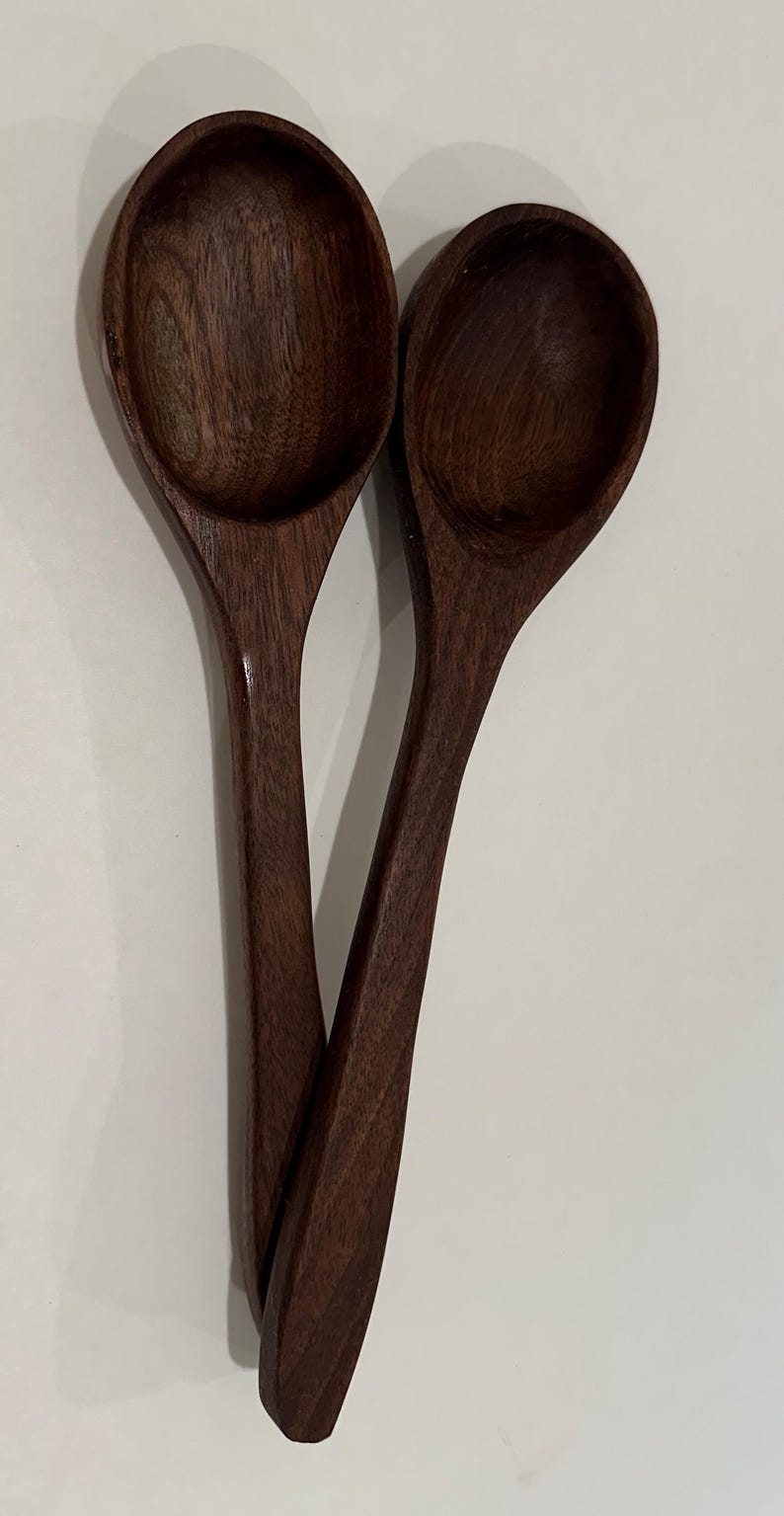 hand carved wooden spoons, Black Walnut hand rubbed Beeswax
