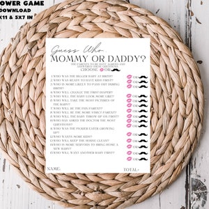 Baby Shower Game l Guess Who Mommy or Daddy l Sizes 8.5x11 & 5x7 in l instant digital download l Baby shower ideas