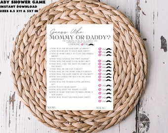Guess Who Mommy or Daddy Baby Shower Game (Digital Download)