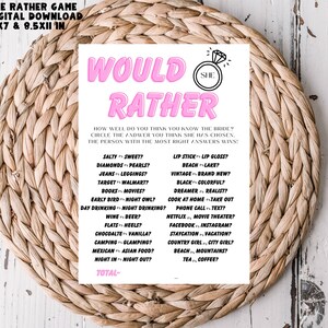 Bruidsdouchespel - Zou ze liever l Minimalistische feestspellen / activiteit l Instant digitale download l Bachelorette spel l Afdrukbaar