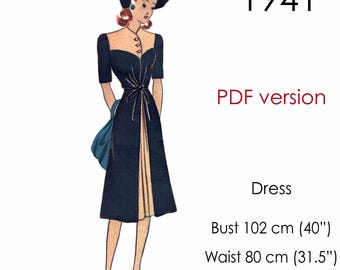1940s Dress pattern. Original vintage size: bust 102 cm (40")