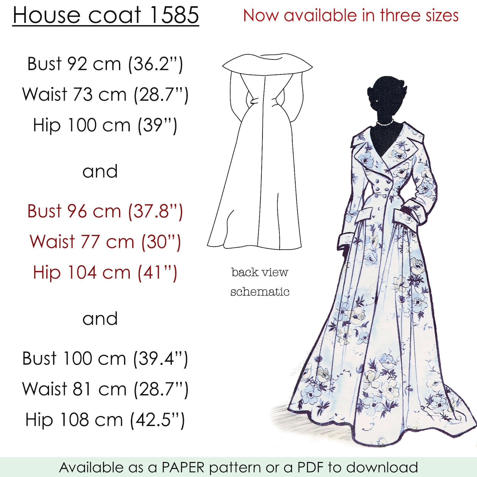 Housecoat Pattern, 1940s Long Robe Pattern With Wide Collar, Double ...