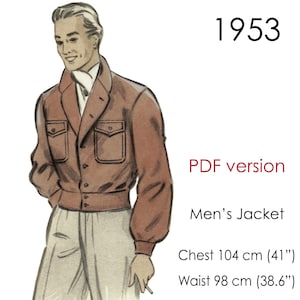 Modèle de veste pour homme des années 50, tour de poitrine vintage original : 104 cm (41")