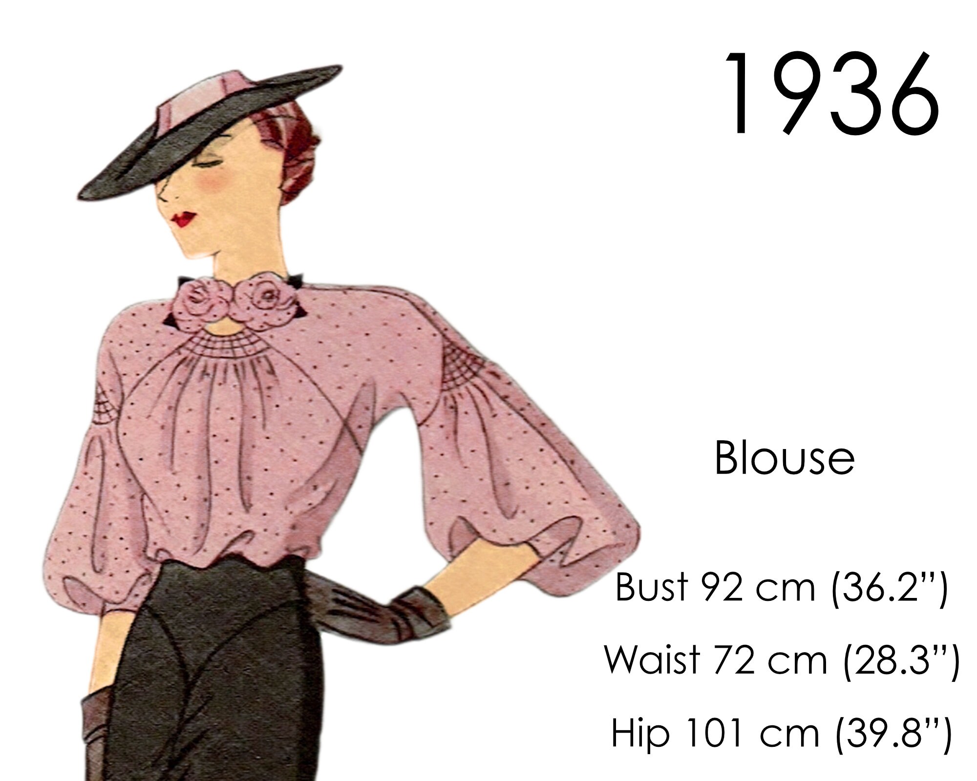 1936 Blouse Sewing Pattern. Blouse With Gathers & Shirring - Etsy