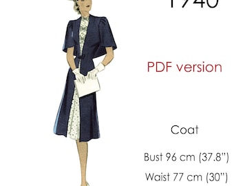 1940s coat with cape pattern. Original vintage size: bust 96 cm (38")