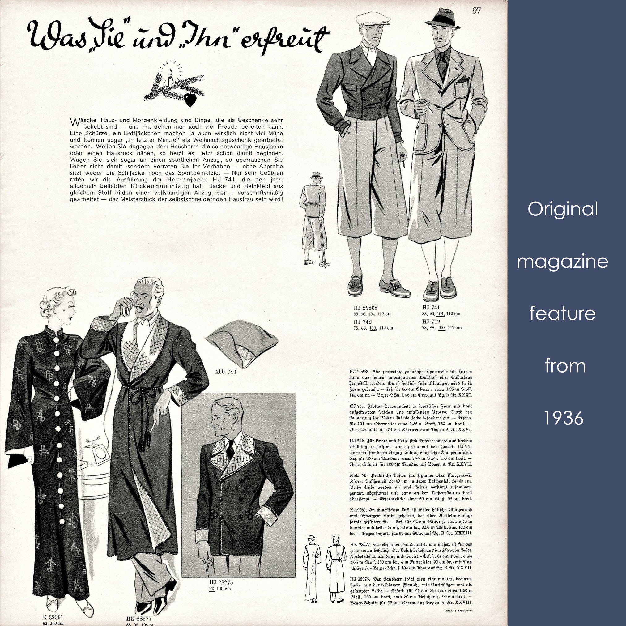 1930s Men's Knickerbocker Pattern. Plus-fours Pattern