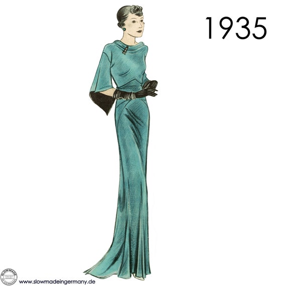 1935 evening dress 1935 Article Vintage 30s Fashion Women Dresses Evening Gowns Illustrat