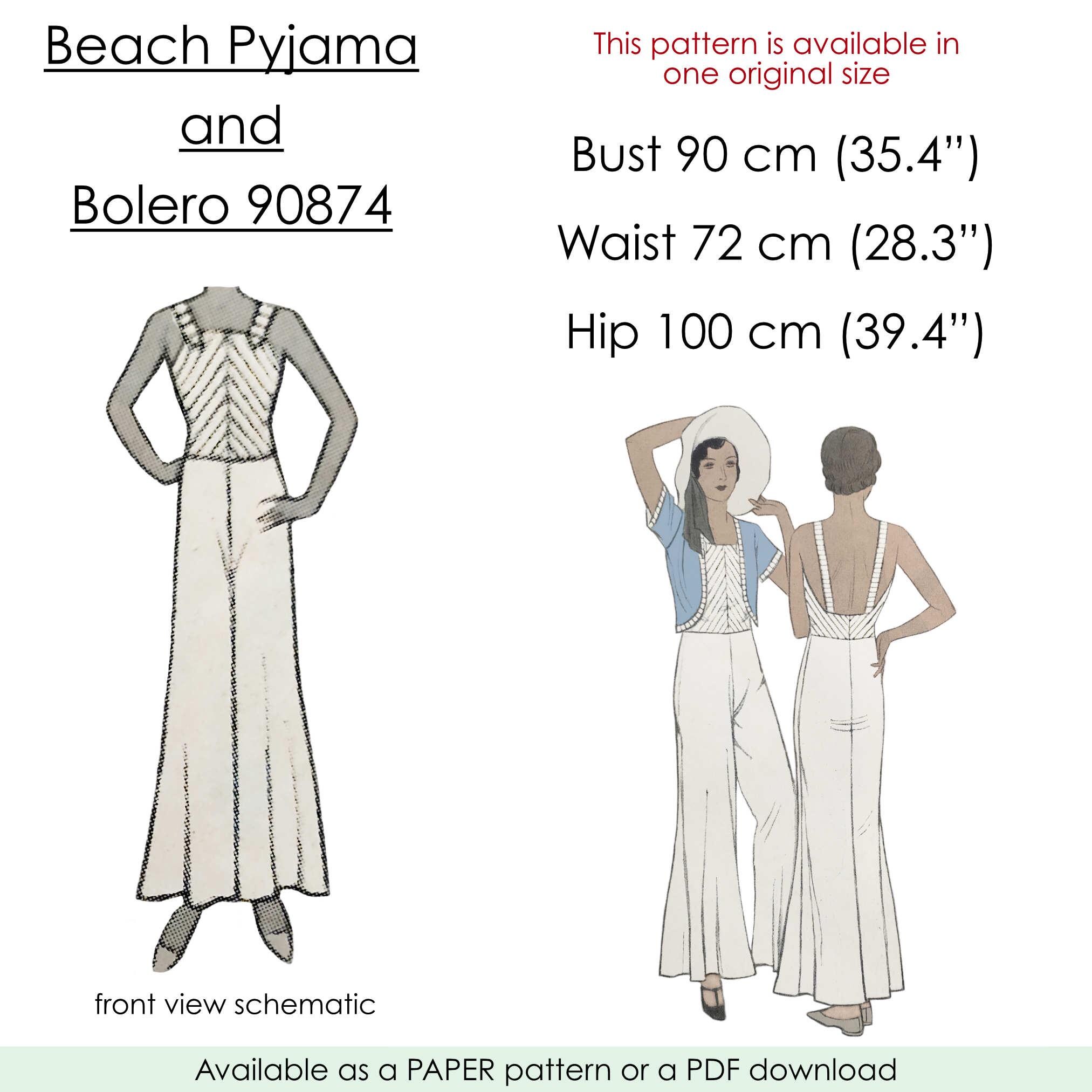 1932 Beach Pyjama Pattern. Pants, Top and Bolero. Original Vintage Size ...