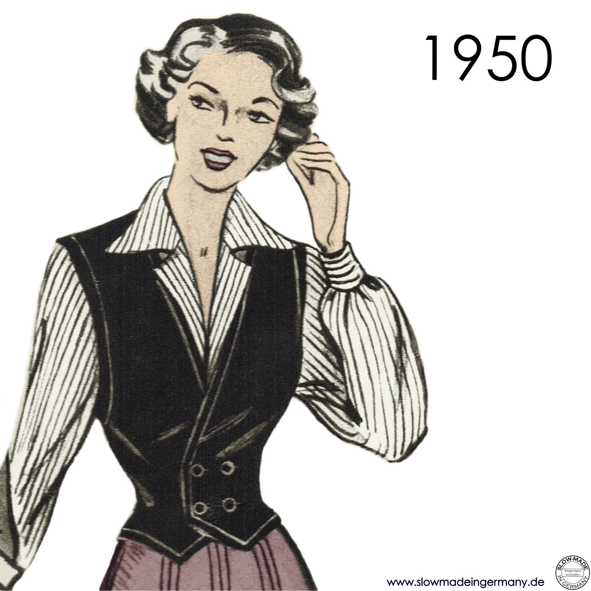 Vintage 1950s Pattern – Waistcoat, Weskit & Skirt - Waist 32
