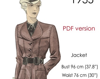 1930s Sports Jacket pattern. Sports Jacket with yoke, back pleat and pockets. Original vintage size 96 cm (37&quot; - 38&quot;) bust