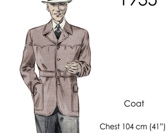 1930s Men's sports jacket pattern. Original vintage size: chest 104 cm (41")