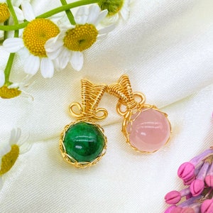 Wire Wrapped Pendant Rose Quartz /Green Jasper