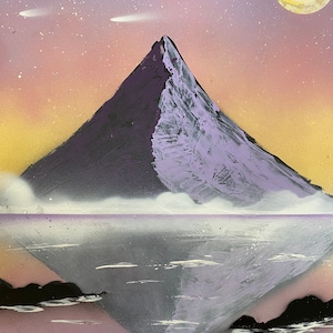 Spray paint art - reflective mountain