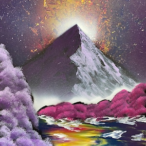 Spray paint art - purple mountain escape