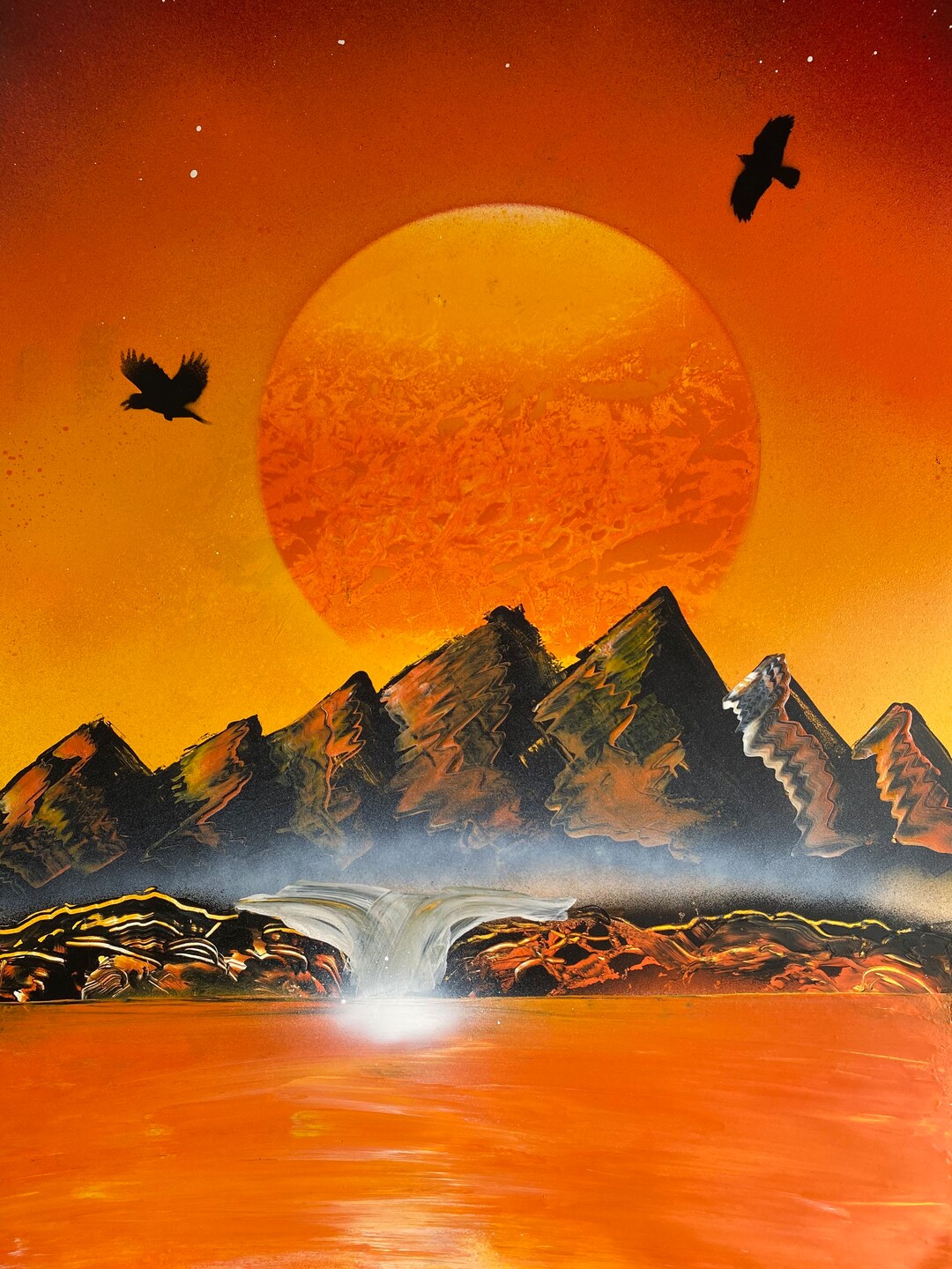 絵画 Mountain at sunset F_Abderrahim_-