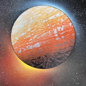 Spray paint art - A4 orange planet