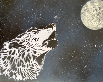 Spray paint art - space wolf