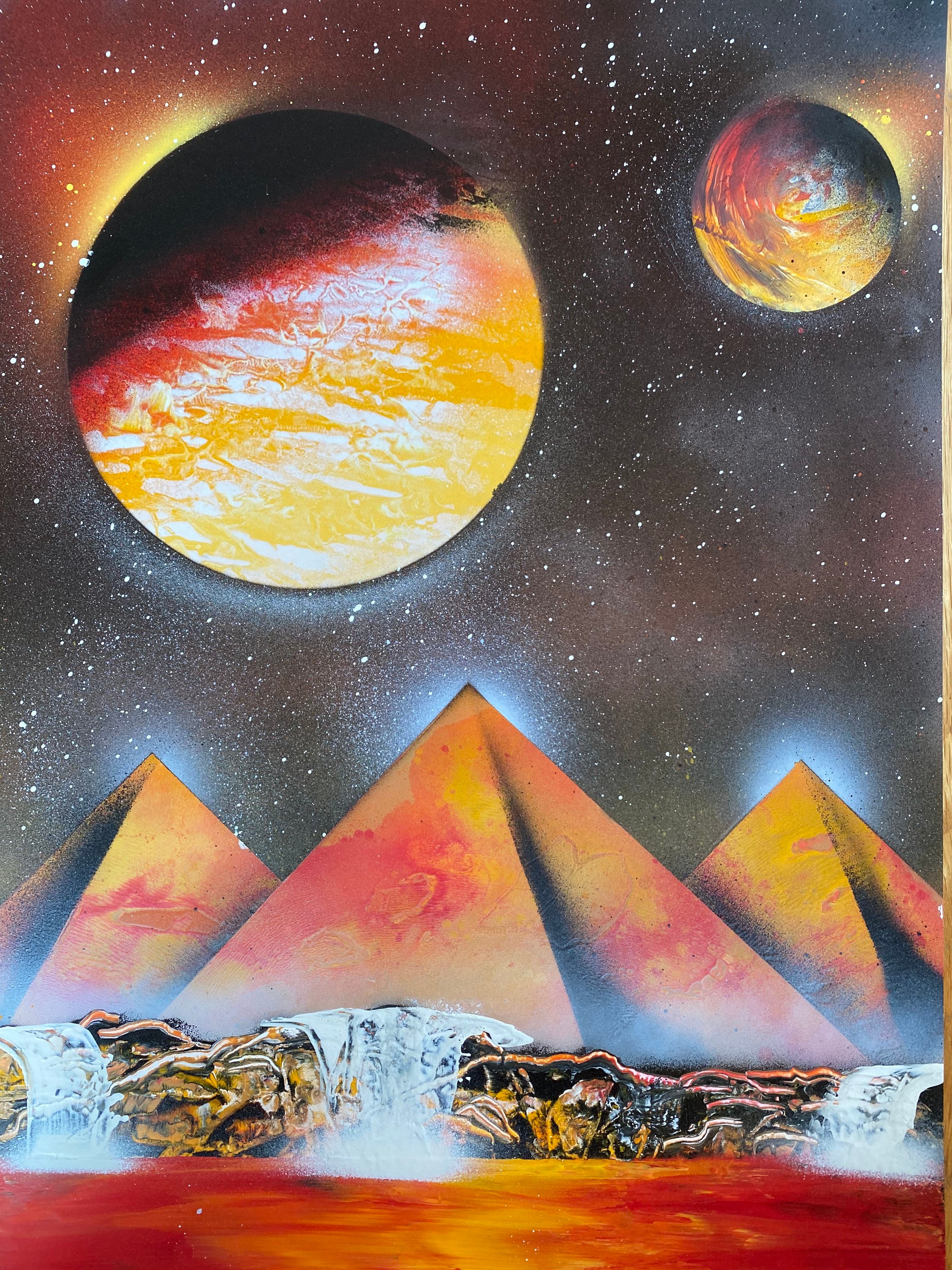 Spray Paint Art - Fiery Pyramids - Etsy
