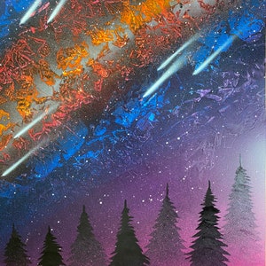 Spray paint art - pink misty forest