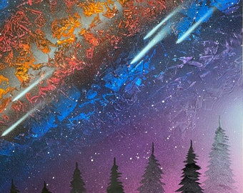 Spray paint art - pink misty forest