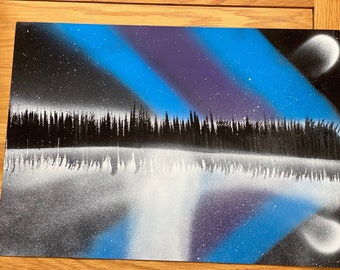 Spray paint art - reflective forest