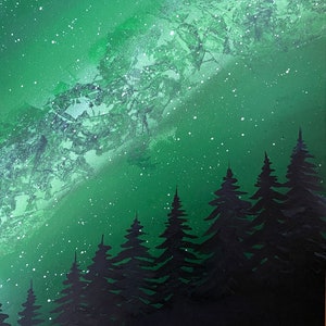Spray paint art - green forest nebula