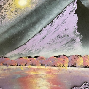 Spray paint art - pastel mountain