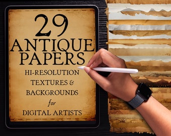 29 textures de papier et arrière-plans pour artistes numériques, papier antique PNG haute résolution, parchemin vieilli et vieilli, sépia, procréation