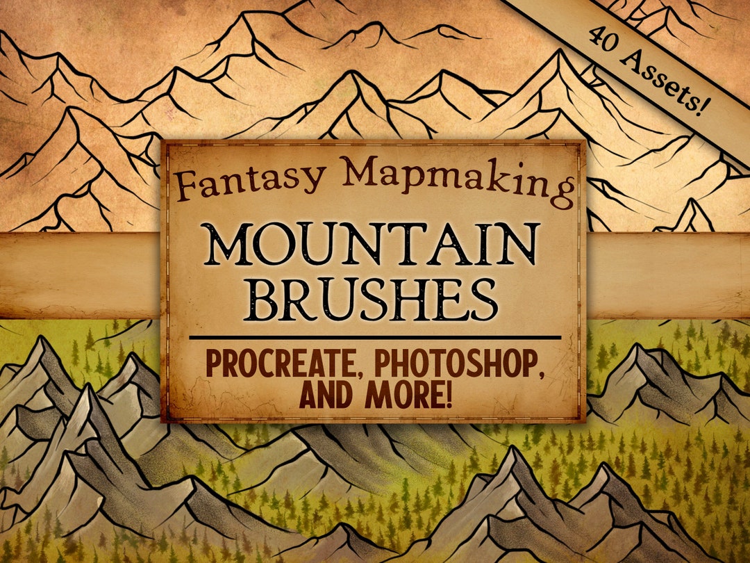 Mountain Brushes for Procreate Gimp Mountain Stamps Fantasy
