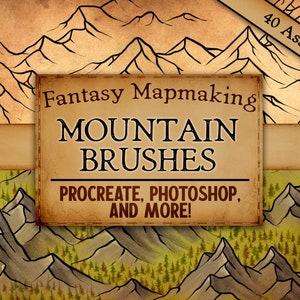 Mountain Brushes for Procreate Photoshop Gimp | Mountain Stamps | Fantasy Map Brushes | Cartography | Fantasy Mapmaking  | Procreate Brushes