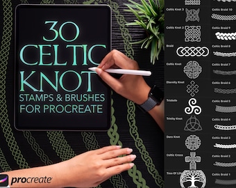 30 Pinceles de procreado de nudos y trenzas celtas Sellos de procreación Celta escocés Irlandés Diseños galeses Cepillos para herramientas de pinceles de procreación