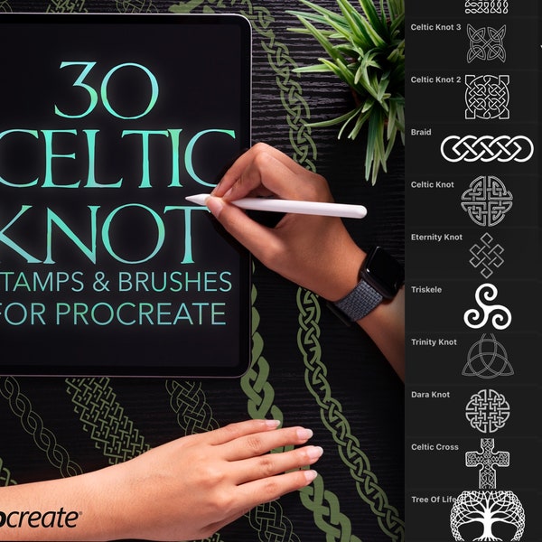 30 Celtic Knot and Braid Procreate Brushes Procreate Stamps Celtic Scottish Irish Welsh Designs Pennelli per Procreate Brushset Tools