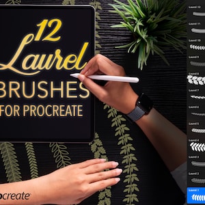 Laurel Procreate Brushes Brush Pack Foliage Floral Leaves Pattern Calligraphy Hand Lettering Wreath Art Wedding Invitation Typography Leaf