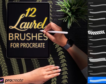 Pinceles Laurel para Procreate: Pack de pinceles de corona floral (Descarga digital)