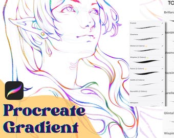 Pack de 30 pinceaux dégradés Procreate | Pinceaux à changement de couleur | Esquisse | Encrage | Téléchargement instantané