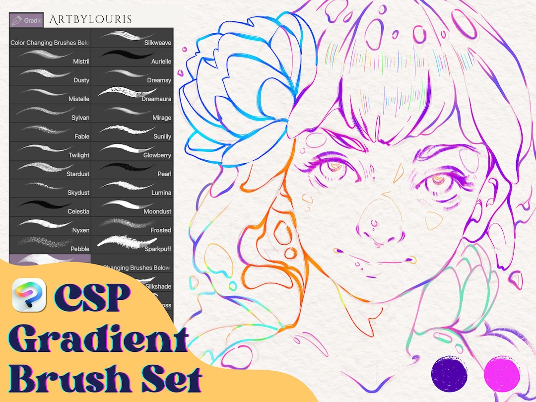 30 Clip Studio Paint Gradient Brushes | Color Changing Brushes ...