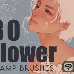 30 Photoshop and Clip Studio Paint Flower Stamp Brushes | Instant Download | Digital Download | Adobe Photoshop brushes | Clip Studio Paint