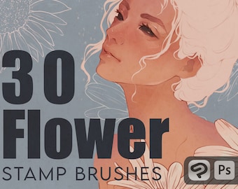 30 Flower Stamp Brushes for Photoshop & Clip Studio (Digital Download)