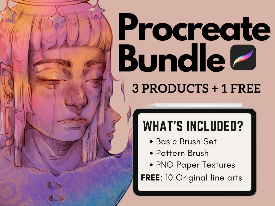 Procreate Bundle Set | Buy 3 Get 1 Free | Procreate Brushes, Patterns ...