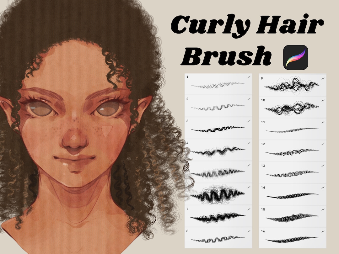 60 Procreate Curly Hair Brushes Braid Brushes Strands Brush Set Custom Made Digital & Instant