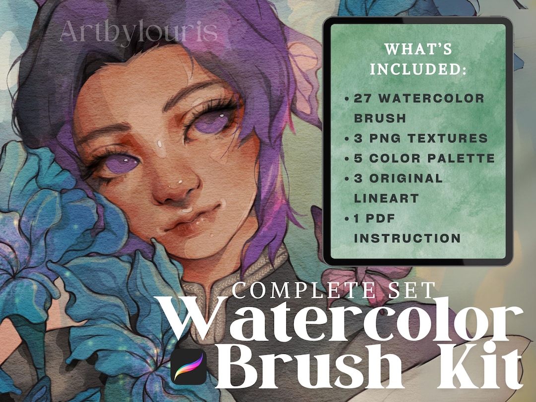 Procreate Watercolor Brush Kit | Complete Set | FREE Paper Texture ...